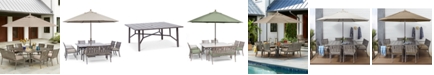 Agio Wayland Outdoor Aluminum 8-Pc. Dining Set (64" Square Dining Table, 6 Dining Chairs & 1 Bench), Created for Macy's